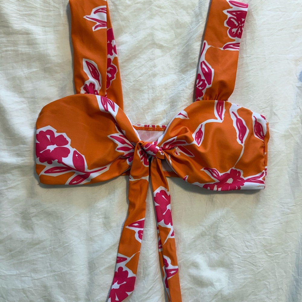 Orange Floral Bikini Top